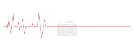Téléchargez les illustrations : Diagramme du rythme cardiaque avec ligne droite. Carte ECG partie isolée sur fond blanc. Rythme cardiaque ligne rouge. Signe d'examen cardio. Symbole de l'hôpital. Illustration graphique vectorielle - en licence libre de droit