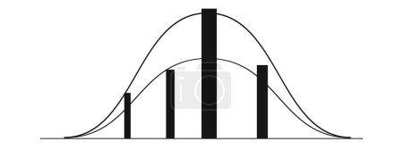 Ilustración de Plantilla de curva Bell con 4 columnas. Gráfico de distribución gaussiana o normal. Concepto de teoría de probabilidad. Diseño para estadísticas o datos logísticos aislados sobre fondo blanco. ilustración gráfica vectorial - Imagen libre de derechos