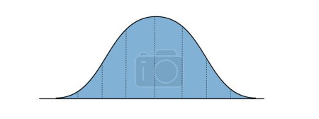 Ilustración de Plantilla de curva Bell con 8 columnas. Gráfico de distribución gaussiana o normal. Concepto de teoría de probabilidad. Diseño para estadísticas o datos logísticos aislados sobre fondo blanco. Ilustración plana del vector - Imagen libre de derechos