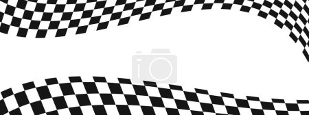 Photo for Waving race flags background with copyspace. Motocross, rally, sport car competition wallpaper. Warped black and white squares pattern. Checkered winding texture. Vector flat illustration - Royalty Free Image