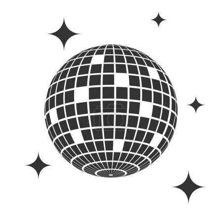 Photo for Sparkling mirror disco ball icon. Shining nightclub party sphere isolated on white background. Dance music event discoball. Mirrorball in 80s discotheque style. Nightlife symbol. Vector illustration - Royalty Free Image