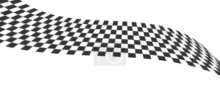 Photo for Waving race flag or chessboard stripe. Warped black and white squares pattern. Motocross, rally, sport car competition wallpaper. Checkered winding texture. Vector flat illustration - Royalty Free Image