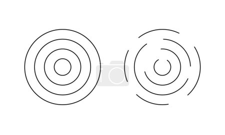 Photo for Concentric ripple circles with whole and interrupted lines isolated on white background. Vortex, sonar wave, soundwave, sunburst, radio wave, signal signs. Vector graphic illustration - Royalty Free Image