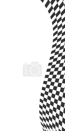 Photo for Vertical waving race flag or chessboard texture. Motocross, rally, sport car or chess game competition banner with copyspace. Warped black and white squares pattern. Checkered winding texture. - Royalty Free Image
