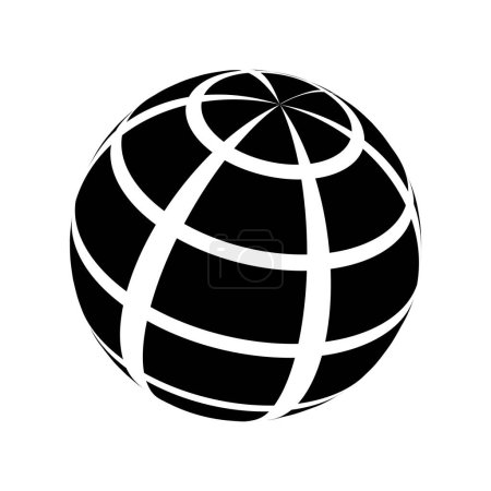 Photo for 3D sphere wireframe icon in perspective view. Orb model, spherical shape, grid ball. Earth globe figure with longitude and latitude, parallel and meridian lines. Vector graphic illustration - Royalty Free Image