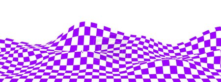 Photo for Waved checkered pattern background. Warped texture with purple and white squares. Undulate chessboard, checkerboard, flag, textile plaid, tile floor surface. Vector flat illustration - Royalty Free Image