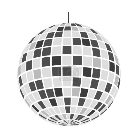Photo for Discoball icon. Shining night club sphere. Dance music party glitterball. Mirrorball in 70s 80s retro discotheque style. Nightlife symbol isolated on white background. Vector flat illustration - Royalty Free Image