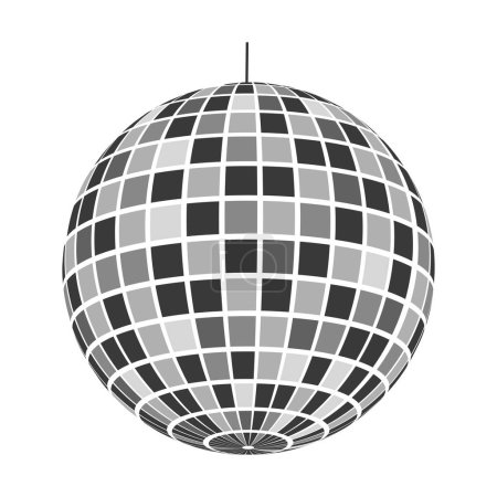 Photo for Mirror discoball icon. Shining nightclub sphere. Dance music party disco ball. Mirrorball in 70s 80s 90s retro discotheque style. Night life symbol isolated on white background. Vector illustration - Royalty Free Image