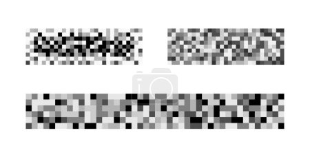 Photo for Set of censor blur textures. Gray pixel mosaic backgrounds. Checkered patterns to hide text, image or another prohibited, privacy or adult only content. Vector graphic illustration. - Royalty Free Image