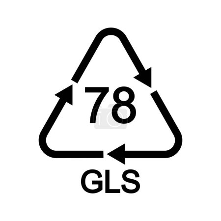 Silber gemischtes oder wiederverwendbares Glas-Symbol. 78 GLS Recyclingschild in dreieckiger Form mit Pfeilen auf weißem Hintergrund. Umweltschutzkonzept. Vektorgrafische Illustration.
