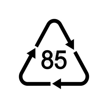 85 recycling sign in triangular shape with arrows. Paper and fibreboard reusable icon isolated on white background. Environmental protection concept. Vector graphic illustration.