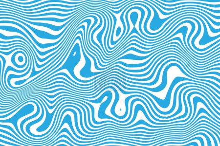 Photo for Blue groovy abstract background. Marble or liquid wavy lines. Trippy psychedelic print. Camouflage design. Surreal y2k pattern with curvy stripes. Vector flat illustration. - Royalty Free Image