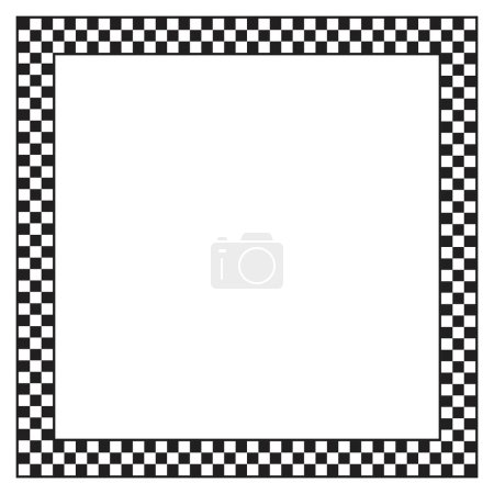 Photo for Square frame with checkered print. Rectangular vignette with checkerboard, rally flag or chess game pattern isolated on white background. Chequered framework. Vector graphic illistration. - Royalty Free Image