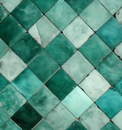 Photo for Old paint vintage background. Geometrical green rhomb. - Royalty Free Image