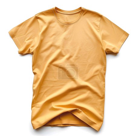 Yellow T-Shirt on White Background, copy space