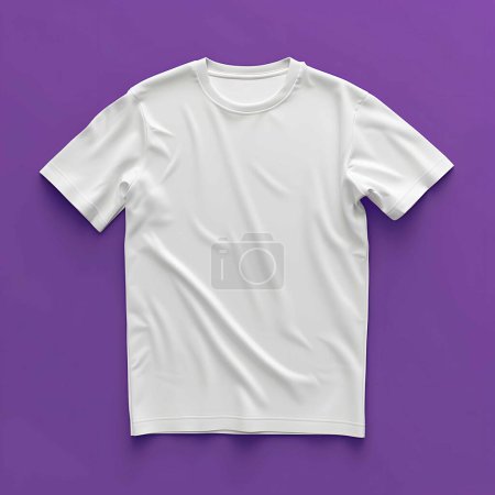 Photo for White Blank T-shirt Mockup Design Template for Advertisement.Men Isolated short Sleeve Wear Front Cotton Shirt Textile Clothing Fashion Mockup.Model Body People Retail Style Concept Apparel - Royalty Free Image