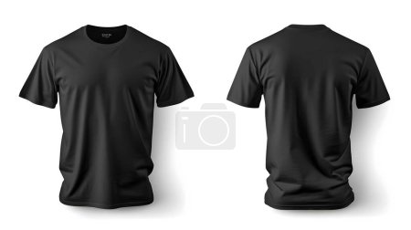 Photo for Black t shirt front and back view. Transparent background. PNG - Royalty Free Image