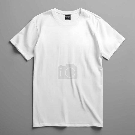 Photo for White Blank T-shirt Mockup Design Template for Advertisement.Men Isolated short Sleeve Wear Front Cotton Shirt Textile Clothing Fashion Mockup.Model Body People Retail Style Concept Apparel - Royalty Free Image