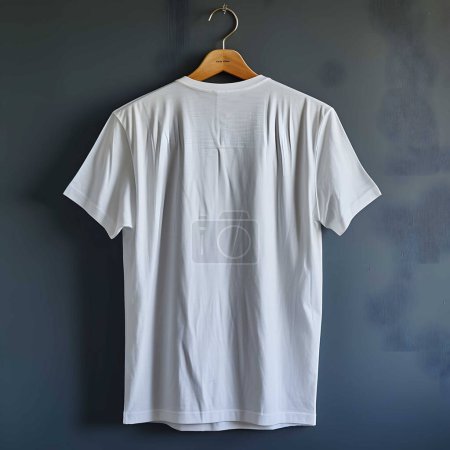 Weißes T-Shirt auf dunklem Holzgrund. Mockup für Design