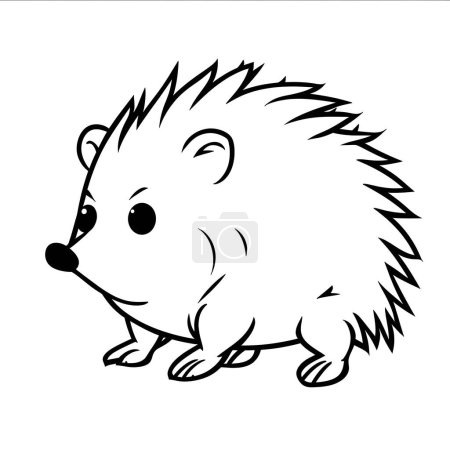 Photo for Kids coloring book image, hedgehog, basic line drawing, simple image for young children to be able to color in. - Royalty Free Image