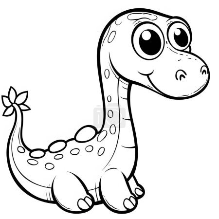 Photo for Line Drawing of Dinosaur and mand\y other dinosaurs, types of dinosaur - Royalty Free Image