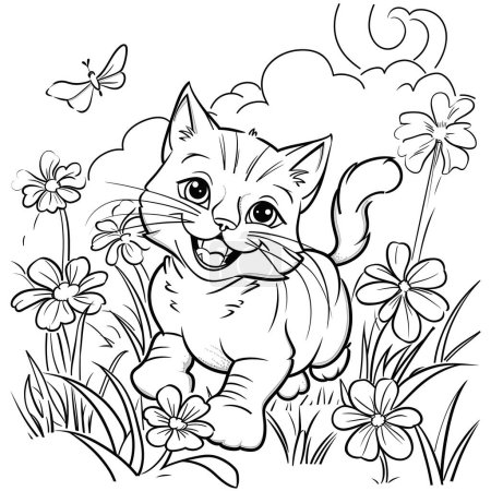 Photo for Black and white illustration for coloring animals, fox. - Royalty Free Image