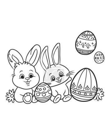 Photo for Two Rabbits and an Easter Egg Drawing - Royalty Free Image