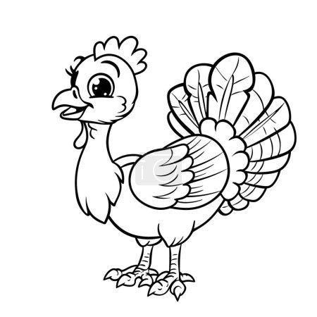 Photo for Outline coloring cartoon turkey with a smile on white background - Royalty Free Image