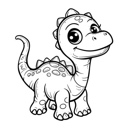 Photo for Cute chibi random simple T-Rex Dinosaur. Themes Coloring book for kids, no text, no noise, crisp thick lines, outline art, no colour, black and white, happiness, nature, forest, rocks, Cinematic, cla - Royalty Free Image