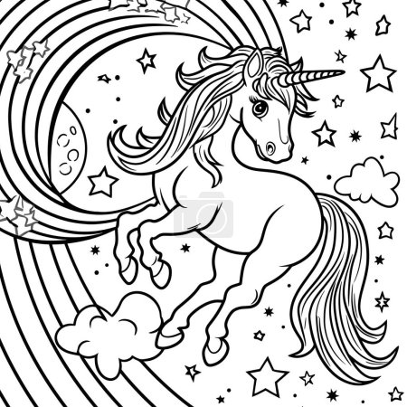 Photo for Coloring unicorn colorwork pattern contour - Royalty Free Image