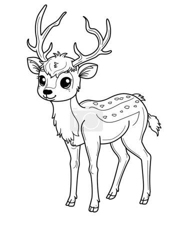 Photo for Cute deer coloring page outline illustration - Royalty Free Image