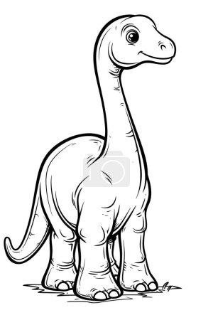 one line Edmontosaurus coloring book page ,white color background