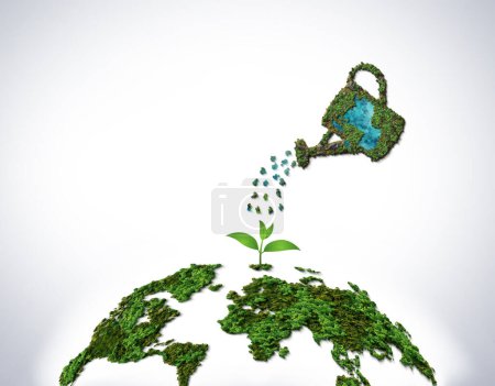 Photo for World Water Day and Earth day Concept Background. Accelerating Change - World Water Day banner and World Toilet Day 2023 3d Concept. Invest in our planet - Royalty Free Image