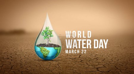Accélérer le changement - Journée mondiale de l'eau et Journée mondiale des toilettes 2023 Concept. Chaque goutte compte. Sauver l'eau et concept de protection de l'environnement mondial- Journée de l'environnement