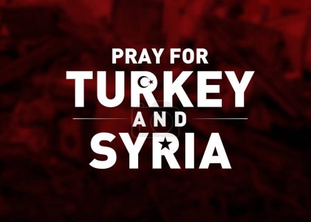 Foto de Pray for Turkey and Syria poster design. earthquake hit two countries. - Imagen libre de derechos