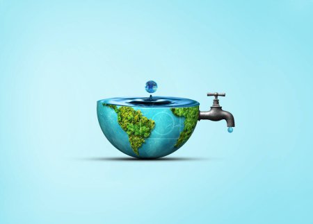 Téléchargez les photos : Journée mondiale de l'eau Concept. Chaque goutte compte. Sauver l'eau et concept de protection de l'environnement mondial- Journée de l'environnement - en image libre de droit