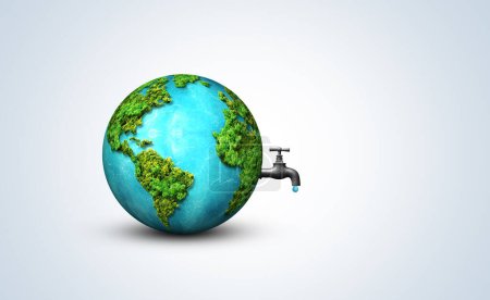 Foto de Acelerando el Cambio - Día Mundial del Agua y Día Mundial del Baño 2023 3d Concept. Cada gota importa. Ahorro de agua y protección del medio ambiente mundial concepto- Día del Medio Ambiente - Imagen libre de derechos