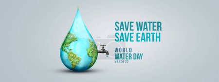 Foto de Concepto Día Mundial del Agua. Ahorra agua salva Tierra. Ahorro de agua y protección del medio ambiente mundial concepto- Día del Medio Ambiente - Imagen libre de derechos