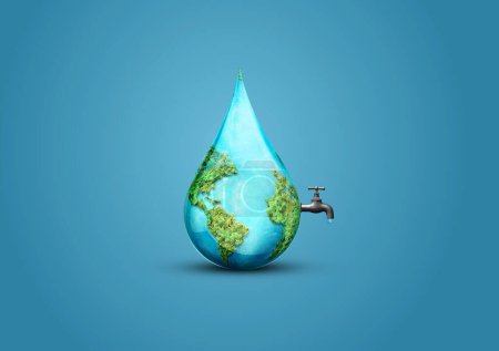 Téléchargez les photos : Accélérer le changement - Journée mondiale de l'eau et Journée mondiale des toilettes 2023 Concept. Chaque goutte compte. Sauver l'eau et concept de protection de l'environnement mondial- Journée de l'environnement - en image libre de droit