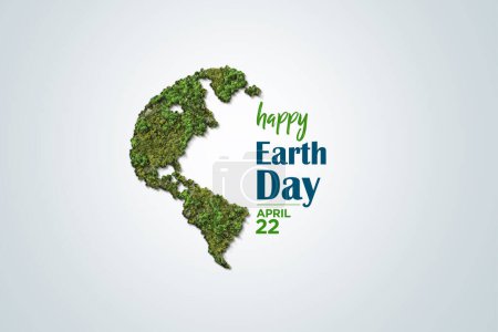 Photo for Earth day concept. 3d eco friendly design. Earth map shapes with trees water and shadow. Save the Earth concept. Happy Earth Day, 22 April. - Royalty Free Image