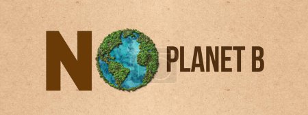 Photo for Earth day concept. There is no planet B. 3d eco friendly design. Earth map shapes with trees water and shadow. Save the Earth concept Banner. Happy Earth Day, 22 April. - Royalty Free Image
