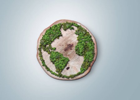 Photo for World environment day 2023 3d concept background. Ecology concept. Design with globe map drawing and leaves isolated on white background. Better Environment, Better Tomorrow. - Royalty Free Image