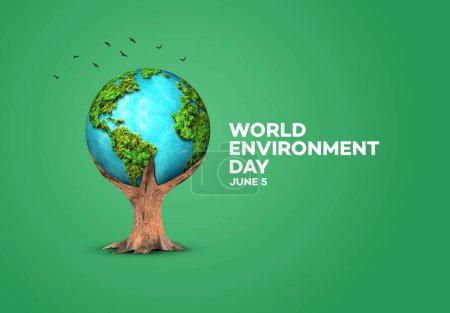 Téléchargez les photos : Journée mondiale de l'environnement 2023 3d concept background. Concept d'écologie. Design avec carte globe dessin et feuilles isolées sur fond blanc. Sauver notre planète. - en image libre de droit