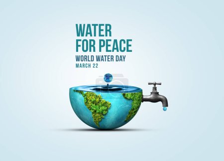 Foto de Concepto Día Mundial del Agua. Cada gota importa. Ahorro de agua y protección del medio ambiente mundial Concepto- Día del medio ambiente y día de la tierra. - Imagen libre de derechos