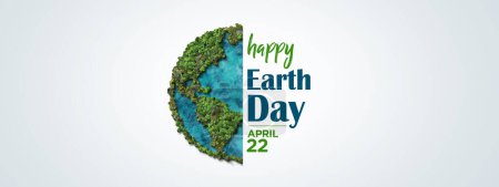 Photo for Earth day banner concept. 3d eco friendly design. Earth map shapes with trees water and shadow. Save the Earth concept. Happy Earth Day, 22 April. - Royalty Free Image