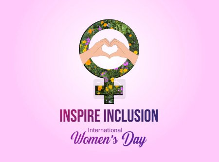 Photo for International women's day concept poster. Woman sign illustration background. 2024 women's day campaign theme- #InspireInclusion typo vector. - Royalty Free Image