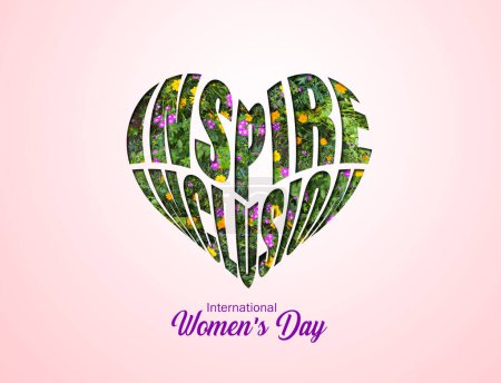 Plakat zum Internationalen Frauentag. Frau unterschreiben Illustration Hintergrund. Kampagne zum Frauentag 2024 - # InspireInclusion Tippfehler-Vektor.