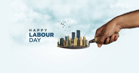 Photo for Happy Labour Day concept. 1st May- International labor day 3d concept. Labor safety and right at Workplace. World Day for Safety and Health at Work concept. Social Justice and Decent Work for All - Royalty Free Image