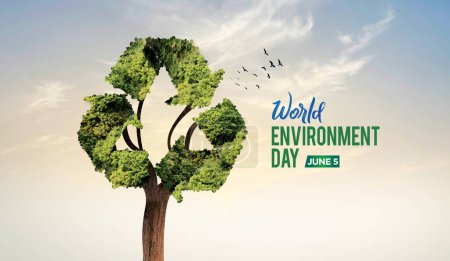 Journée mondiale de l'environnement 2024 concept - Restauration des terres, désertification et résilience à la sécheresse, arrière-plan d'arbre 3D. Concept d'écologie. Nous sommes # GenerationRestoration