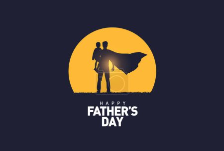 Photo for Happy Father's day concept vector background. Father giving son ride on back. Father and son with text happy father's day. - Royalty Free Image
